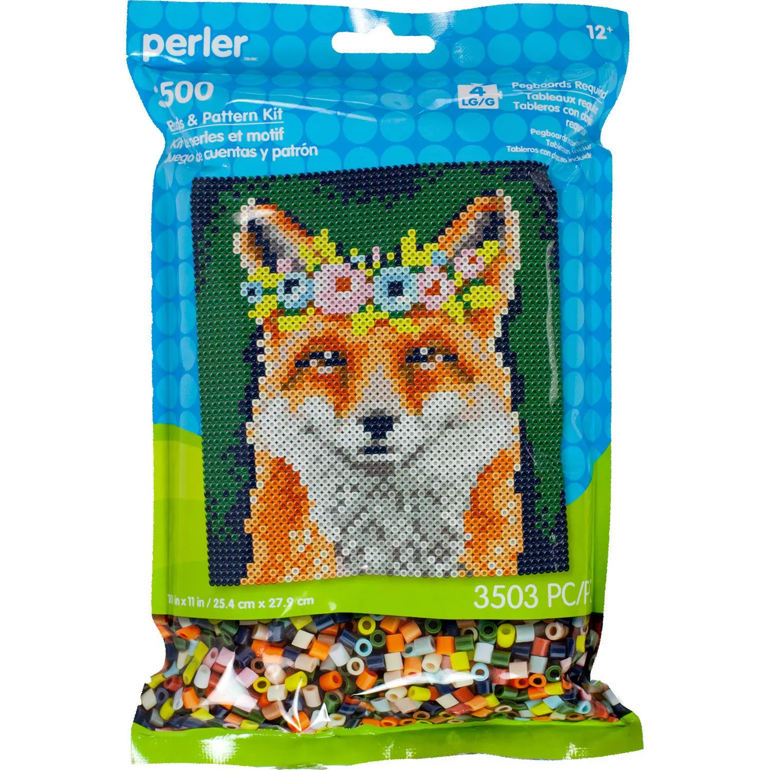Perler Beads Floral Fox Pattern & Fuse Bead Kit, 10'' X 11'', 3503Pc