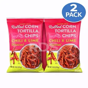 Gluten-Free Trader Joe's Rolled Corn Tortilla Chips in Chili Lime Flavour, Crunchy and Spicy Snack, 9oz (250g), Set of 2pk