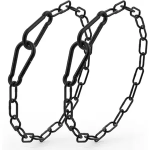 20 Inch Black Stainless Steel Gate Chain Lock with Carabiner, 2Pcs Barn Chain for Outdoor Fences Gates Pet Cages Livestock Corrals