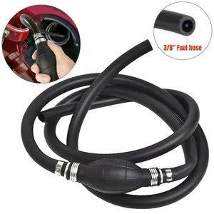 6ft Long 3/8" Universal Fuel Line Assembly, Including Hand Primer Bulb and Rubber Fuel Gas Hose, for Marine Outboard Boat, RV