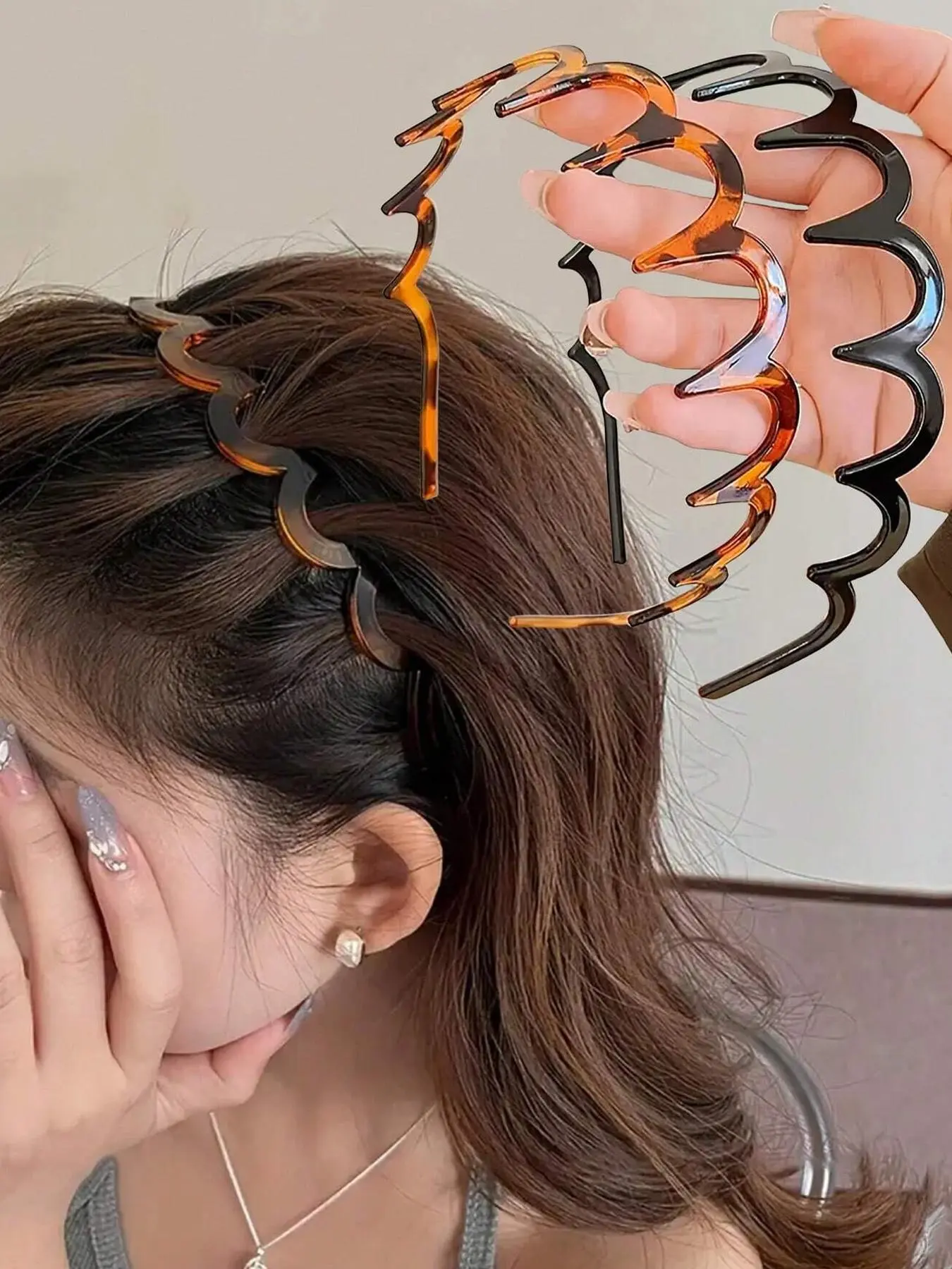 Elegant Women's Headbands, Fashionable Wave Toothed Headbands, Face Wash Headbands, Daily Fashion Clothing Matching Hair Accessories, Chic Headbands, Tortoise Shell Headband