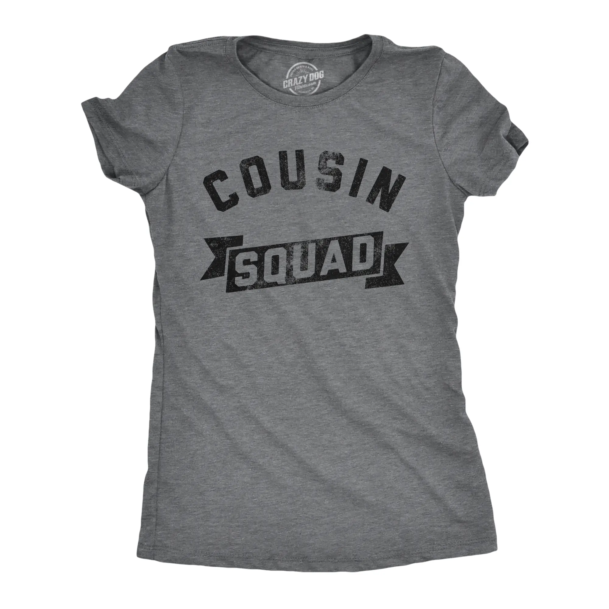 Womens Funny T Shirts Cousin Squad Family Reunion Novelty Tee for Ladies Funny Womens T Shirts Cute Vintage Fashion Casual Ladies T-Shirt Gift Funny Cousin Top Women's Novelty Tees Dark Grey