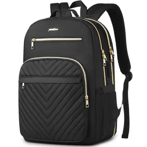 YAMTION Women's TSA-Friendly Multi-Function Backpack, Female Water-Resistant Durable Quilted Travel Rucksack with USB Charging Port, Luggage Strap outdoorfun