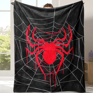 Super Soft Spider Print Flannel Blanket, Perfect for Naps, Office, School, and Travel, Durable Comfortable Gift Idea, Novelty Blanket,Room Accessory,Soft Comfortable Warm Napping Throw