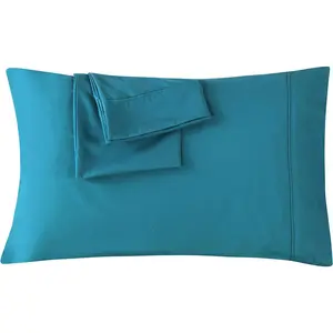 Pillowcases Queen Teal Set of 2 Envelope Closure End Easy Fit for Summer Soft and Breathable Material Machine Washable