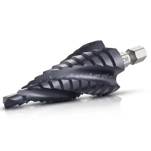 【Spotlight Day】VEVOR Step Drill Bit, 3/16 to 7/8 inch, 1/4 inch Hex Shank, TiAlN Coating Cobalt HSS High Speed Steel, Four Spiral Flute Step Bit for Metal, Stainless Steel, Aluminum, Wood, Plastic, Fiberglass