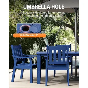 12-Piece Outdoor Patio Dining Set for 10, All-Weather Dining Table Set with Umbrella Hole and Aluminum Frame, Outdoor Furniture with 2 Tables and 10 Chairs for Backyard, Porch, Deck, Blue