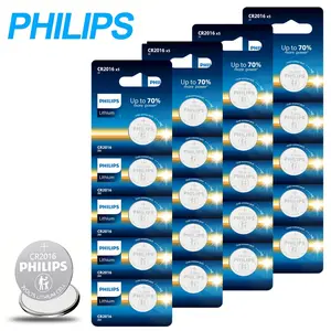 Philips CR2016 Battery 5/20 Pack, CR2016 3v Lithium Coin Battery 3v Lithium Coin Cell Battery Long-Lasting CR2016 Batteriesfor Pet Collars, Watch,10-Year Shelf Life Durable Leak-Proof Design