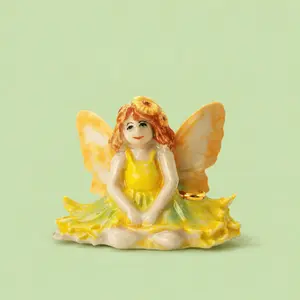 Sunflower Fairy Cake Topper | Porcelain Party Decor | Candle Holder