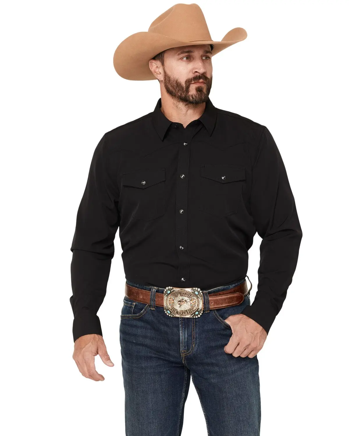 Rank 45 Men's 45&Reg; Remming Solid Rodeotek&Trade; 2.0 Long Sleeve Snap Stretch - Rmfa26w27-Blk