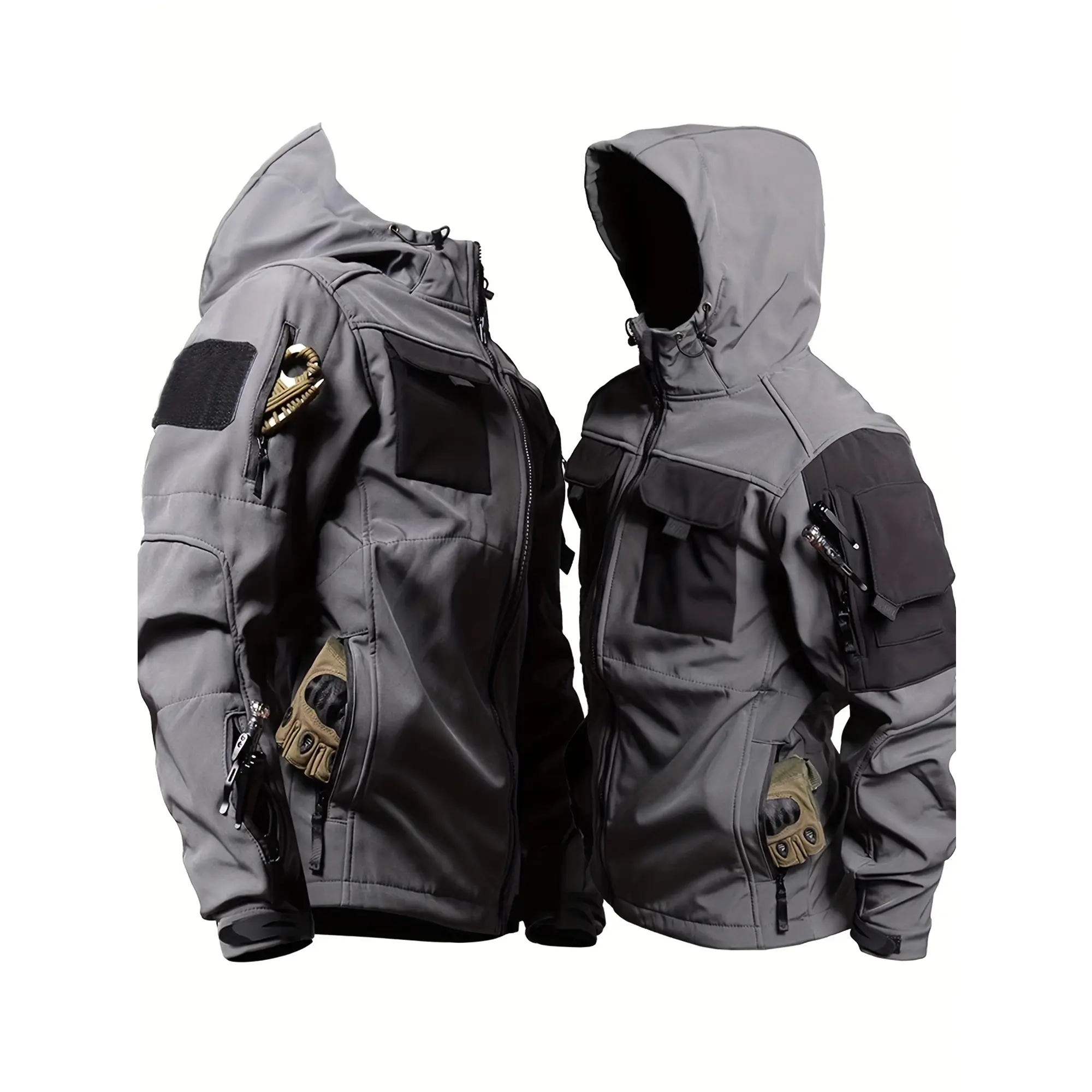 Men's Heavyweight Windproof Jacket Full Zip Hooded Coat with Zipper Pockets Ideal for Hiking Camping Hunting Durable Outdoor Gear with Adjustable Windshield and Sturdy Design All in One Winter Jacket Versatile Casual Wear