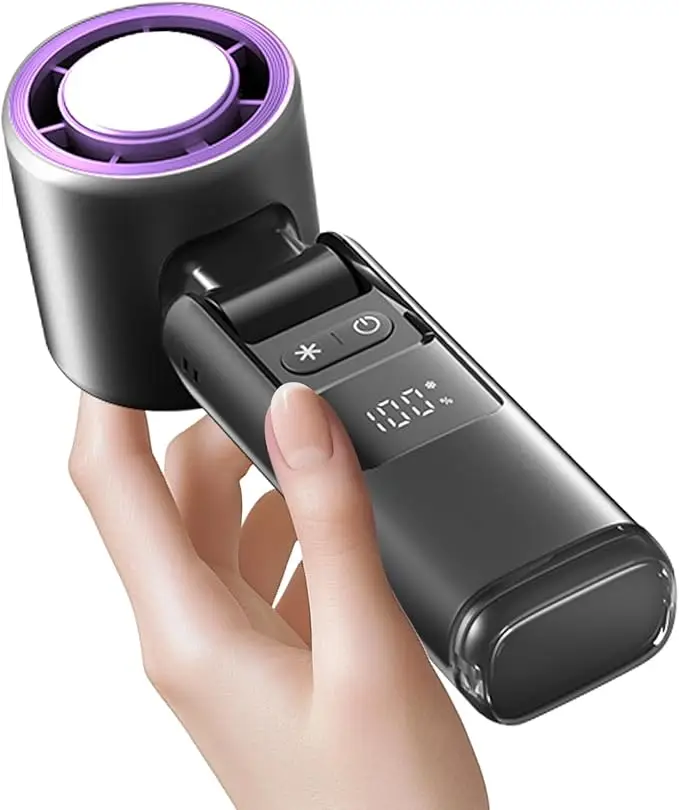 high-power motor portable handheld turbo fan,100-Speed wind power& ice cooling function，Foldable 3-in-1 fan，Summer Essential，Travel，Outdoor，Gift for g