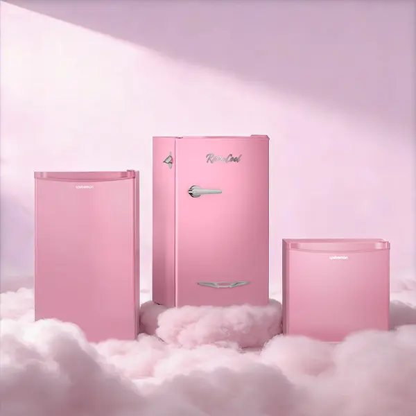 Upstreman Pink mini fridges 1.7 & 3.2 Cu.Ft Compact Refrigerators Retro Classic Designs with Bottle Opener Energy Saving Adjustable Thermostat Metal Handle LED Lamp Ultra-Quiet Perfect for Dorm Bedroom Office retro design
