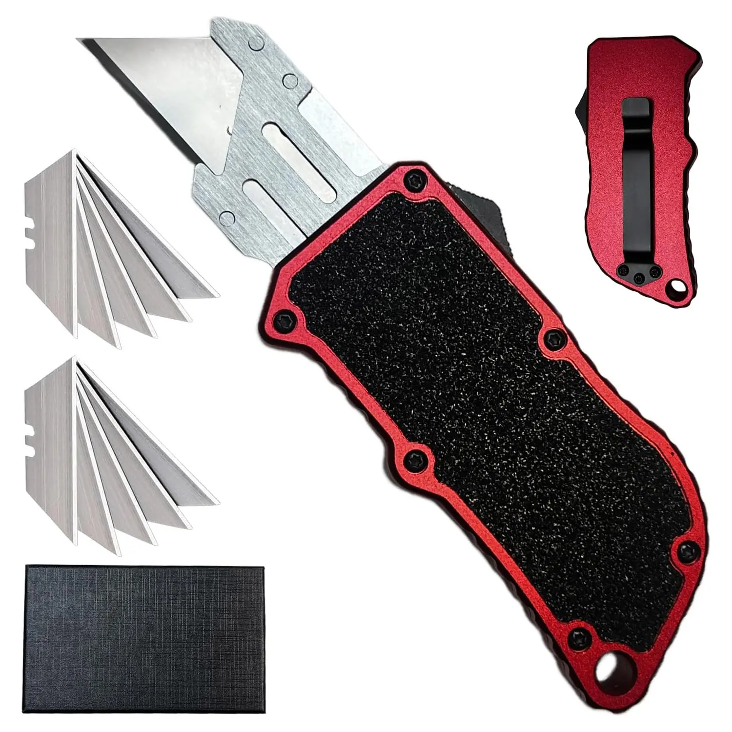 Aviation Aluminum Utility Knife Box Cutter Retractable Edc Replaceable Blade Pocket Knife With Clip, With 5pcs Spare Blades