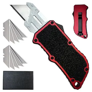 Aviation Aluminum Utility Knife Box Cutter Retractable Edc Replaceable Blade Pocket Knife With Clip, With 5pcs Spare Blades