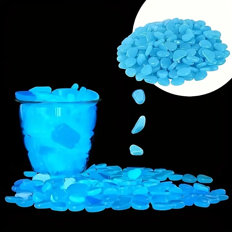 Glow-in-the-Dark Aquarium Stones, Fish Tank Rocks - 100/200/600/1000pcs Fluorescent Resin Pebbles, Pet Fish Tank Decorations, Aquatic Supplies for Garden Use