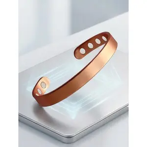 Unisex Pure Copper Magnetic Open Cuff Bracelet - Adjustable Healing Bangle with Ultra-Strength Magnets, Magnetic Field Therapy Jewelry for Daily, Casual Wear