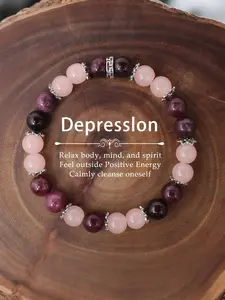 Handmade Rose Quartz Beaded Bracelet, Fashionable Stone Beaded Bracelet for Women & Men, Trendy All-match & Exquisite Jewelry for Birthday Gift, Stackable Bracelets