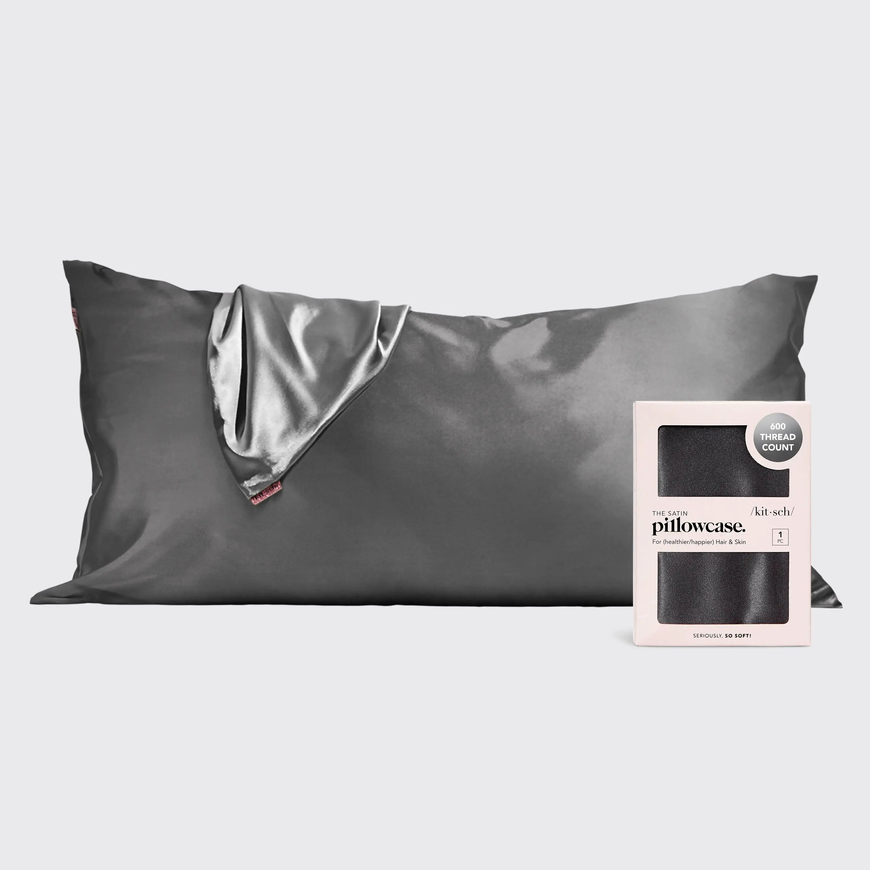 Kitsch Satin Pillowcase with Zipper for Hair & Skin, Softer Than Silk Pillow Cases, Wrinkle-Free, Smooth and Cooling Satin Pillow Covers, King Size 19