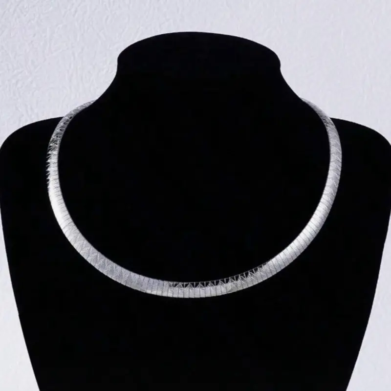 1pc 8mm Silver Omega Necklace, Fashionable European And American Style Necklace For Women, Suitable For Daily Wear