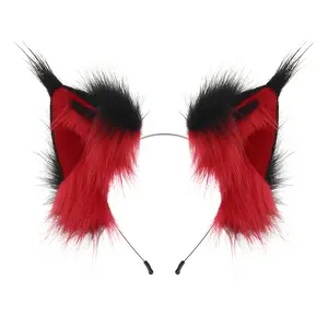 A fluffy fox ear and tail set, a plush cosplay costume and accessory, perfect for Halloween anime costumes.
