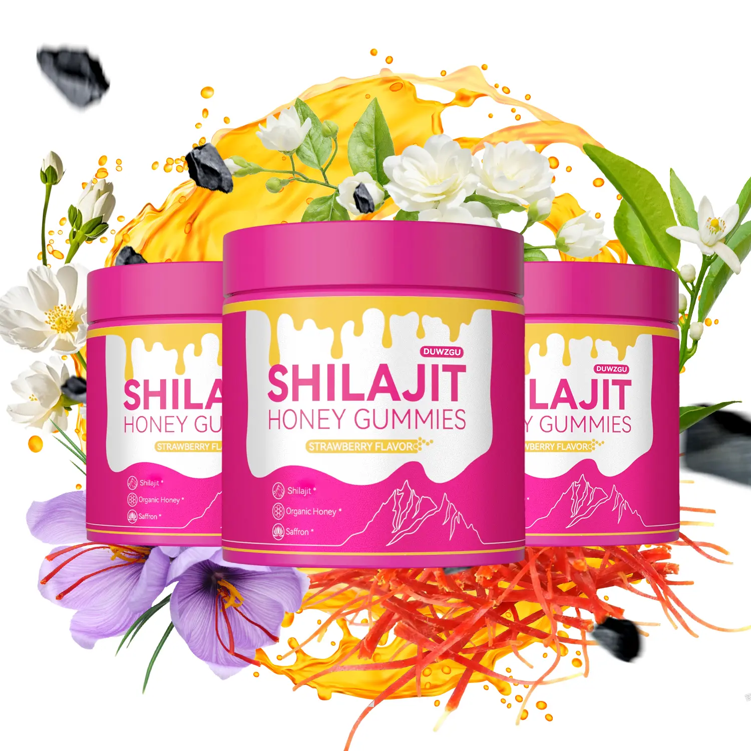 Chewable Hormonal Support Multi-Mineral Gummies - Hormone Health, Herbal Blended Vitamins & Minerals Supplements, Strawberry Honey, Shatavari, Saffron, Prop 65 Safe Dietary Supplement