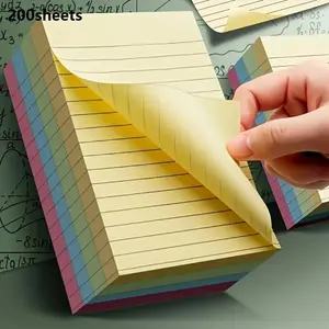 200sheets Line Sticky Notes 4 Colors Portable Student Note Marker Writing Sticky Notes, Self-Adhesive Easy To Apply Notepad Office, Home, School Big And Small Two Styles, Office Small Helper