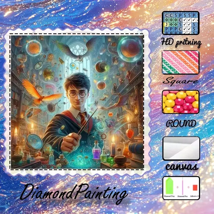 5D DIY Kits, advanced velour canvas, diamond art, diamond painting kit, magic school, fantasy world, AB diamonds, fairy dust diamonds, crystal diamonds, perfect home decoration, handmade diamond art painting kit, special craft diamond art kit.