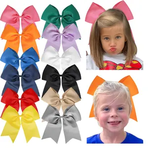 JoyBowie 12pcs 8inch Vibrant Grosgrain Hair Bows for Kids - Cute and Colorful Hair Accessories for Girls - Boutique Baby Girl Hair Bows in Assorted Colors