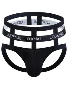 LGBTQ+ Men's Letter Tape Sexy Jock Strap, Breathable Comfortable Cut Out Design Jocky for Daily Wear, Fashion Men's Underwear for All Seasons Jockstrap, Breathable Nylon Briefs