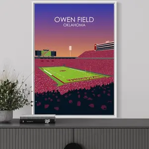 Gaylord Family Oklahoma Memorial Stadium Print, University Of Oklahoma Sooners Poster, Norman College Football Wall Art, OU Fan Decor