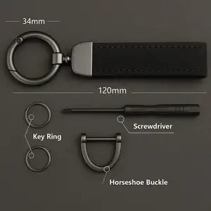 Customized Stylish Suede Keychains Unisex Retro Personalized Car Logo Keychains Fun Car Accessories Pure Color Buckle Suede Leather Material Car Logo Metal Key Chain Pendant