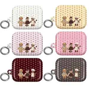 Cute Polka Dot Bear-Themed AirPod Cases, Stylish & Protective with Keychain Attachment, aesthetic airpod cases, gift for him, gift for her
