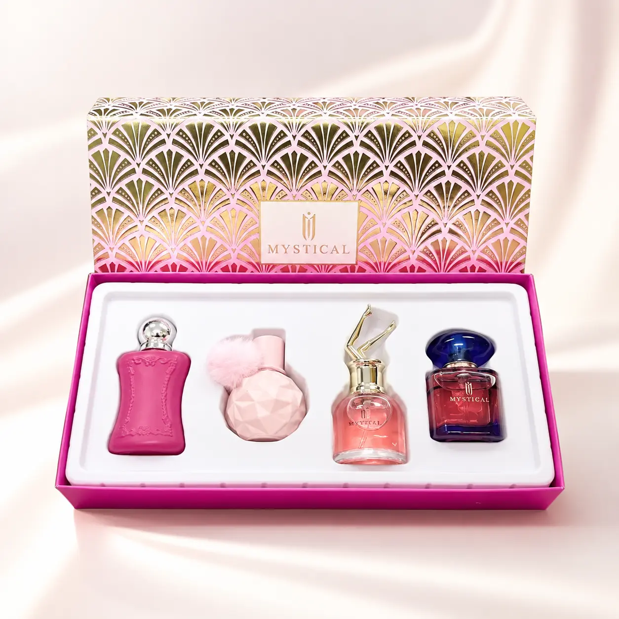 Mystical Luxury Perfume Gift Set – 4 Unique Fragrances, Elegant Pink Box, Perfect for Women, Birthday & Holiday Gift