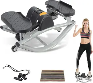Step Side-to-Side Lateral Rocking FitnessStepper with Digital Monitor/Resistance Bands Machinefor Home Workout