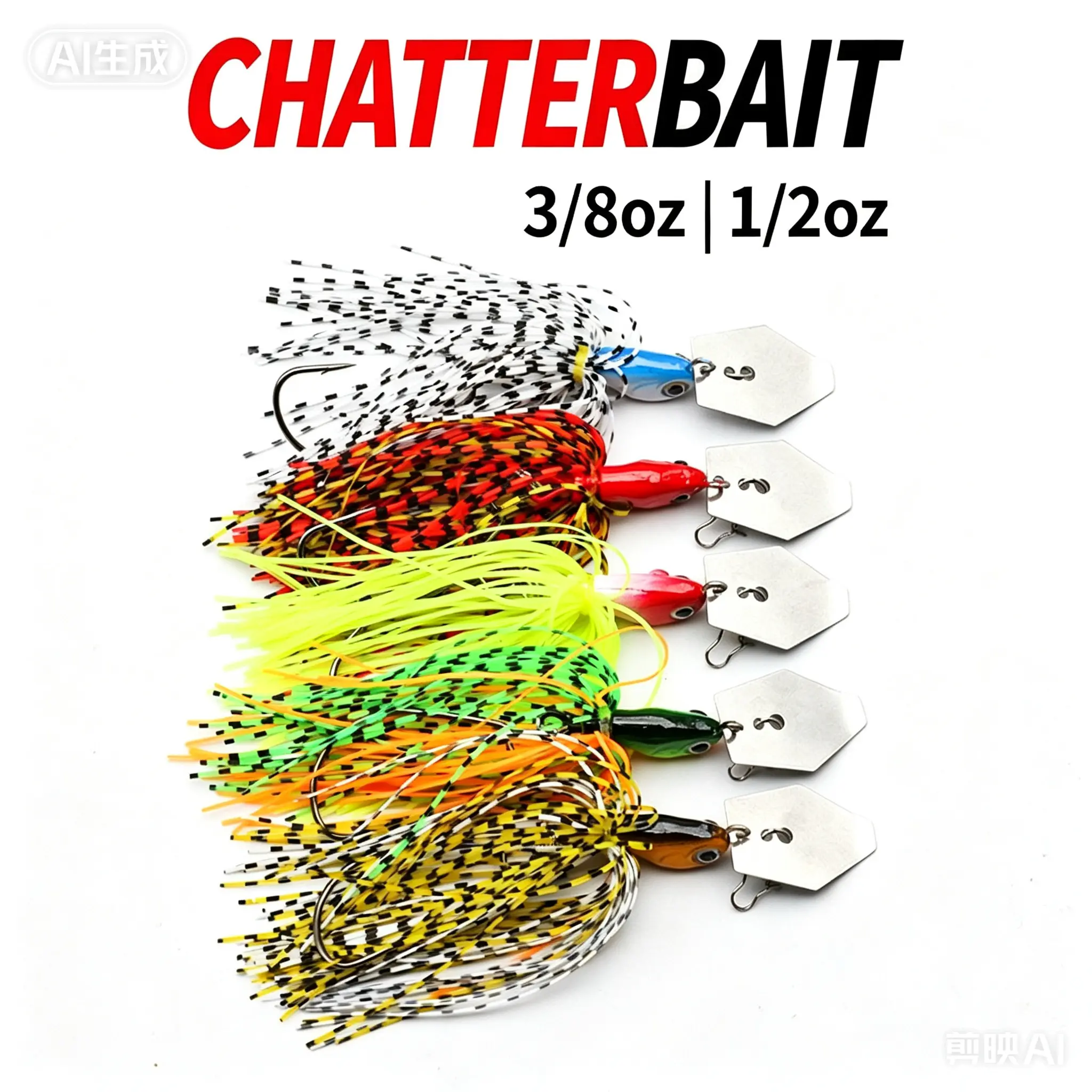 Bladed Jig Artificial Fishing Lures - Vibrating Action, Silicone Skirt Bait, Prey Mimicry, Movement Appeal, Unique Shape for Freshwater Bass Anglers, Effective Lure, Outdoor Fishing Supplies, 1/2Oz, 3/8Oz, Fishing Equipment