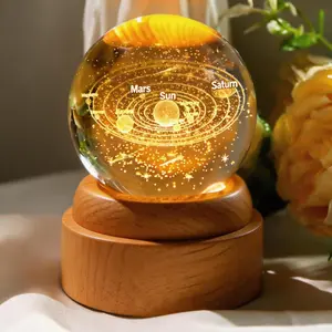 3D Rotate Fantastic 2.36“ Crystal Ball Night Light Desktop Decor Crafts Bedroom Decoration Wedding Anniversary Couple Gift Mother Day Birthday Thanksgiving New Year Christmas Halloween Valentine Day Gift summerwins,summerwins