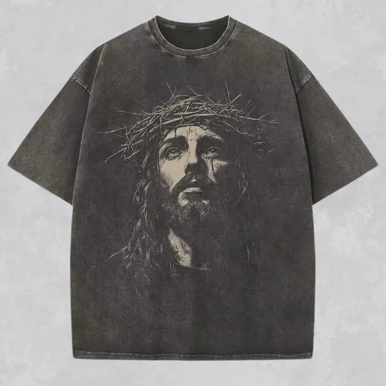 Men's Christian Faith Graphic Tshirt in Vintage Heavy Cotton, Distressed Acid-Wash Style with a Unisex Cut, Mens Gifts