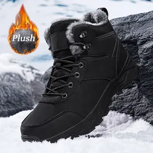 Men's Winter Thermal Contrast Faux Fur Snow Boots, CasualWaterproof Non-slip Ankle Boots for Outdoor Sports,Warm Shoes for Men Footwear Boy White Tactical Hiking Boots