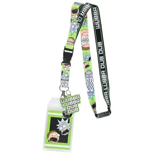 Rick And Morty Wubba Wubba Lanyard with ID Holder Rubber Charm and Sticker, Breakaway Clasp