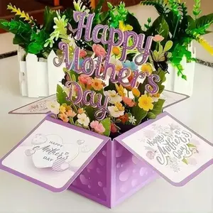 3D Pop-up Mother's Day Card - Happy Mother's Day Flower Pop-up Card, Interactive Greeting Card, with envelope and note label, suitable for moms, grandmothers, or any mother in your life