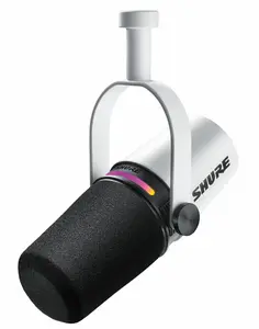 Shure MV7+ USB-C & XLR Podcast Microphone (White) - OBS Certified, with LED Panel for Podcasting, Streaming