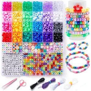 1200 Piece Bracelet Making Beginners Kit, 24 Color Rainbow Beads with Elastic String, DIY Jewelry Supplies for Birthday, Holiday Gifts