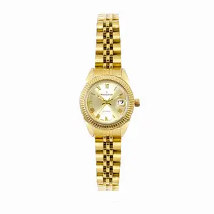 Peugeot Women's Two-Tone 26mm Fluted Bezel Steel Bracelet Watch with Champagne Dial and Crystal numerals