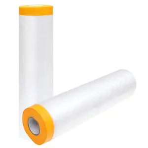 Plastic Sheeting Pre-Taped Masking Film Drop Cloth for Painting, Automotive Covering and Appliance Protection
