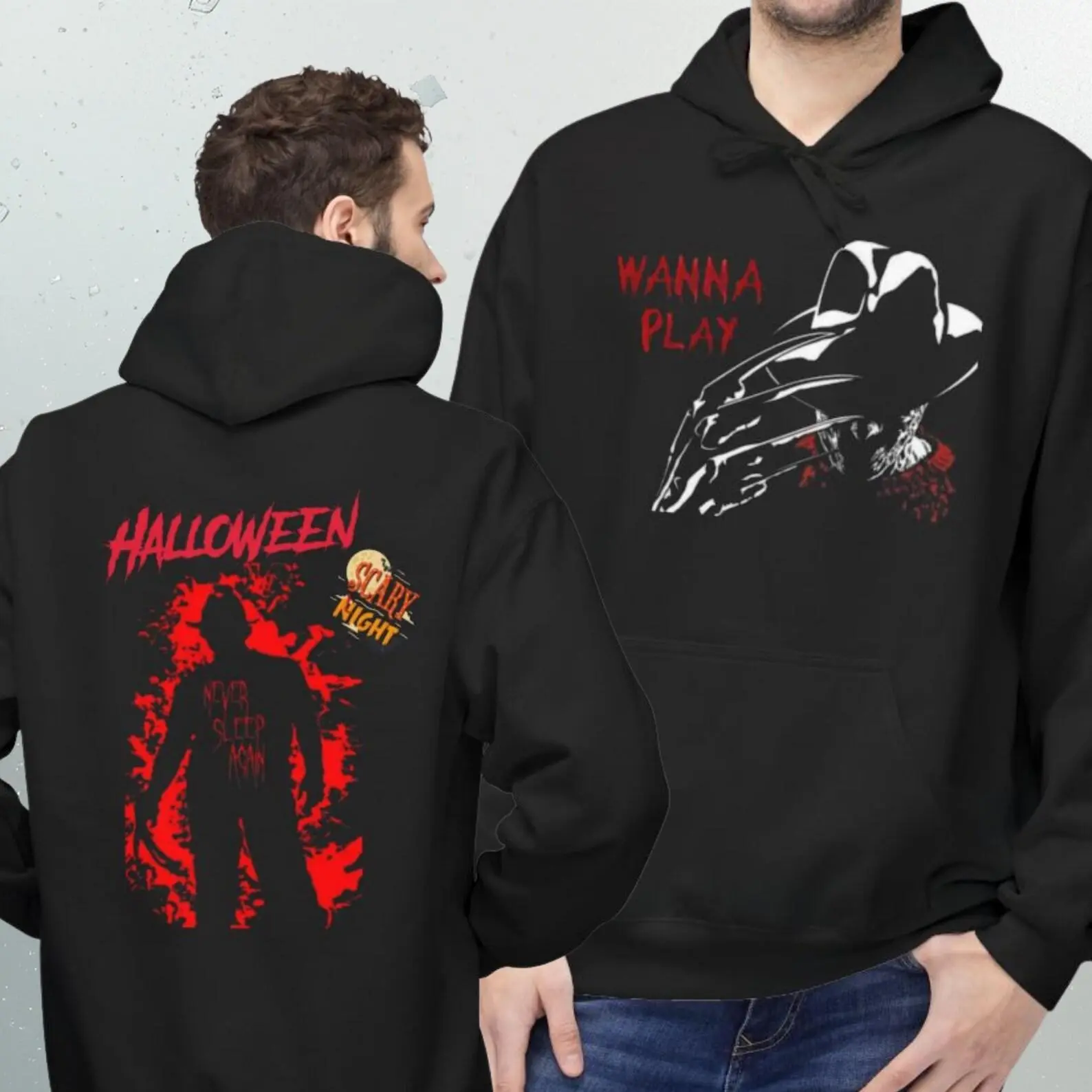 Wanna Play Freddy Hoodie, Halloween Horror Movie Slasher Sweatshirt, Retro Scary Movie Graphic Pullover, Spooky Season Horror Fan Gift