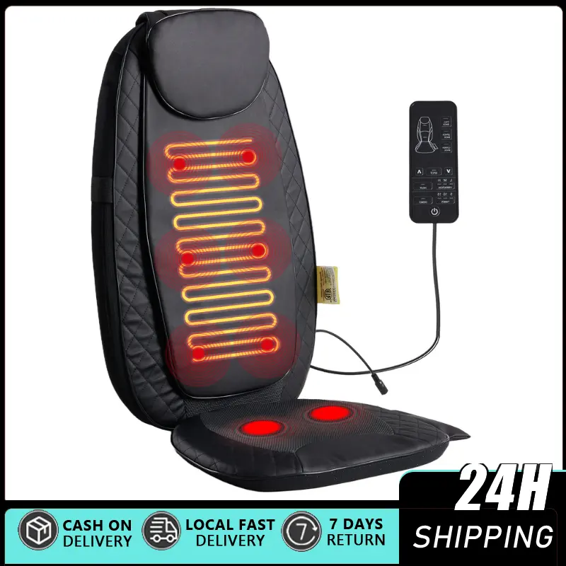 10-Vibration Motors Massage Chair Pad with Heat - 30/60/90-Minute Heating Settings, Blood Circulation-Enhancing Cushion for Legs, Office Chair Compatible for Home & Office Use