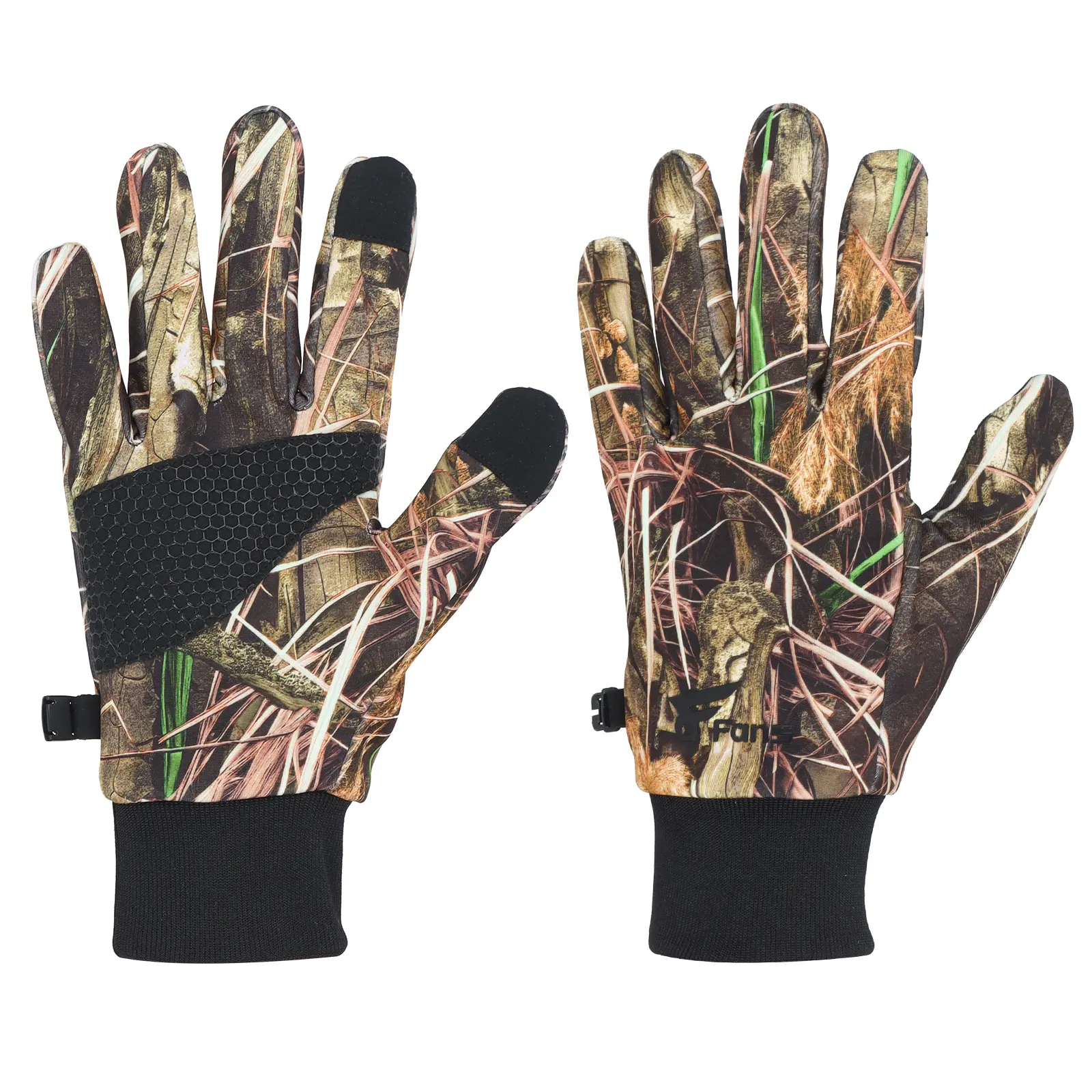8 Fans Camouflage Hunting Gloves, Anti-Slip Full-Finger Gloves,Hunting/Fishing Outdoor, Polyester, Elastic Drawstring, Handwear, Touchscreen Compatibility, Waterproof