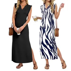 AUSELILY Summer Dresses for Women 2026 Wrink Free Beach Vacation Dress Sundresses Ladies Tropical Pockets Maxi Dress