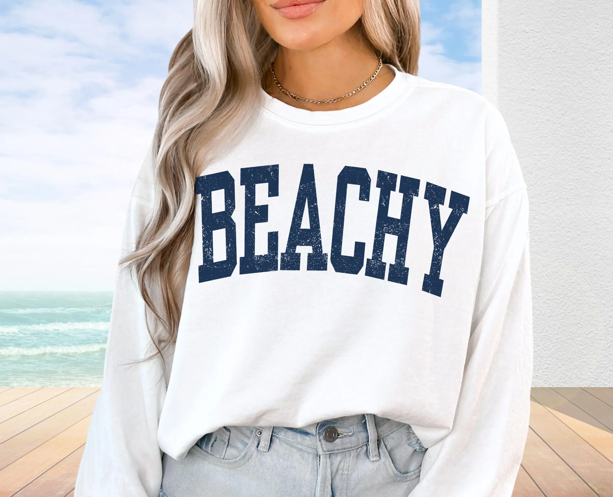 Cute Beachy Sweatshirt, Comfort colors Beachy gift, Trendy Beach Sweatshirt, Preppy Beach Cute coverup, girls family beach vacation gift